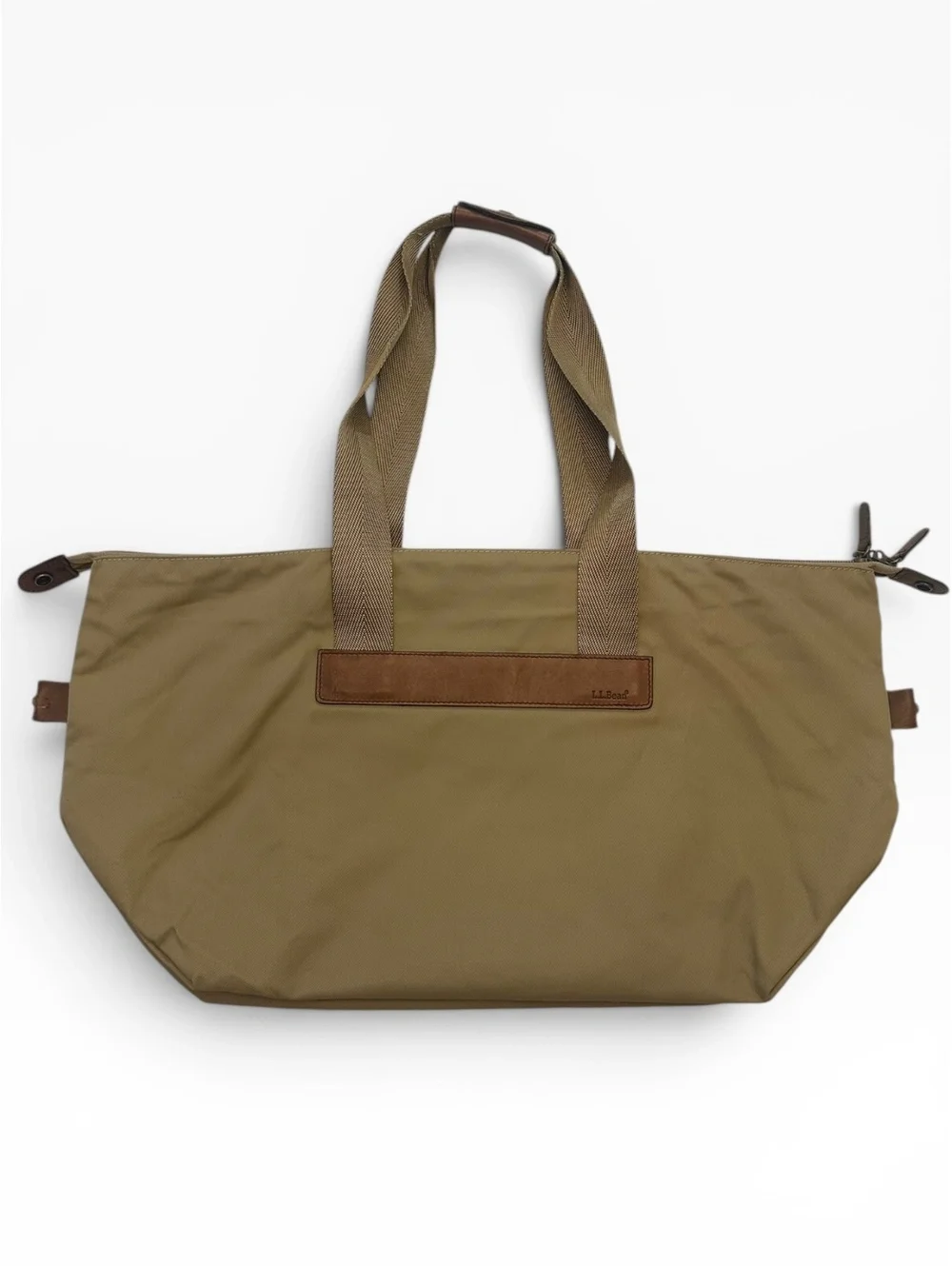 L.L.Bean Khaki Nylon Travel Tote Weekender Bag